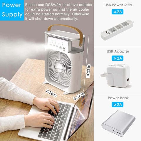 Portable Fan Air Conditioners USB Electric Fan LED Night Light Water Mist